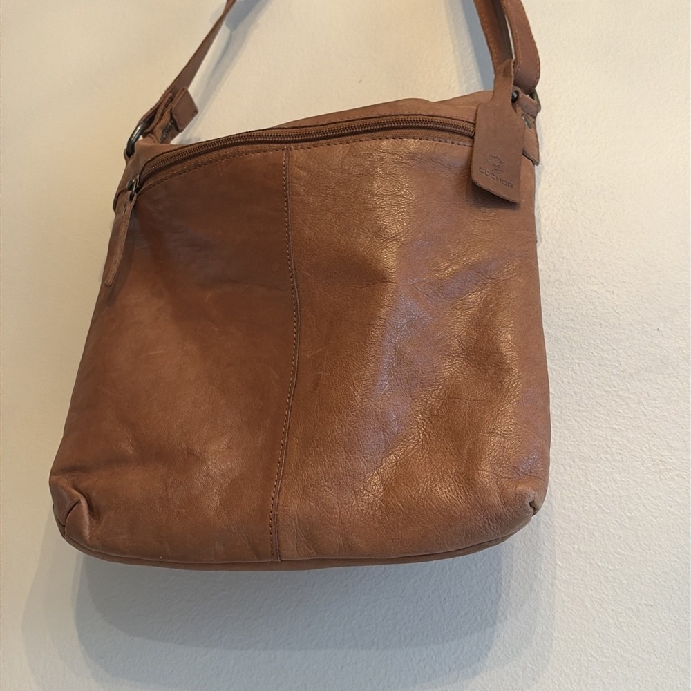 Cochor Brown Genuine Leather Multi Pocket Crossbody Bag Organizer Purse - Picture 13 of 16